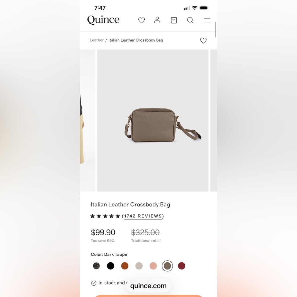 Quince Brown Pebbled Leather Crossbody Bag - Picture 3 of 16
